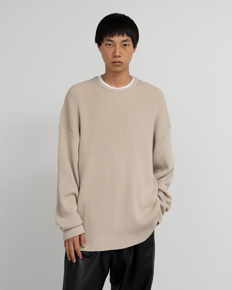 Linen Solotex Loose Rib Crew Neck