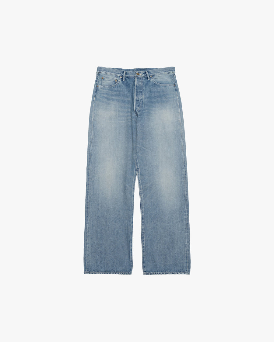 Selvage Denim Five Pocket Wide Straight Pants -LIGHT FADE