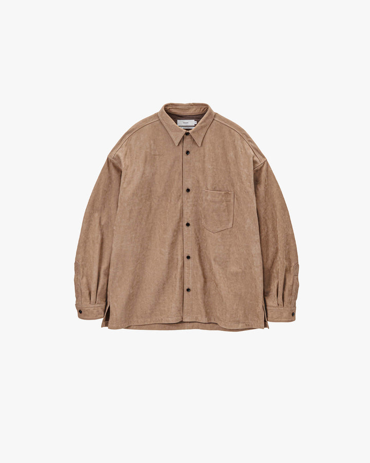 Cow Nubuck Leather L/S Oversized Regular Collar Shirt