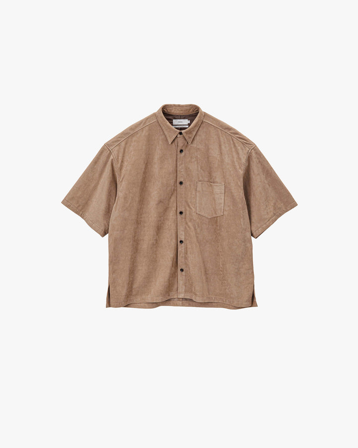 Cow Nubuck Leather S/S Oversized Regular Collar Shirt