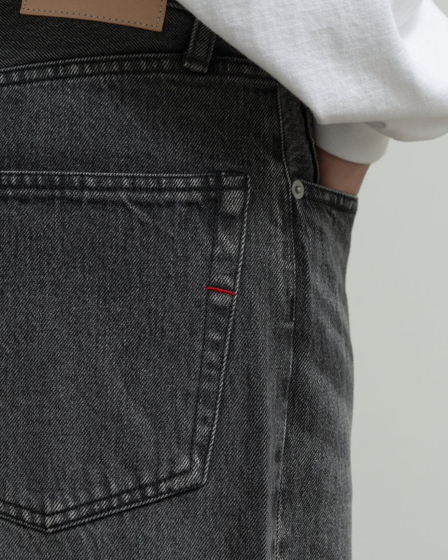 Selvage Denim Five Pocket Wide Straight Pants -LIGHT FADE