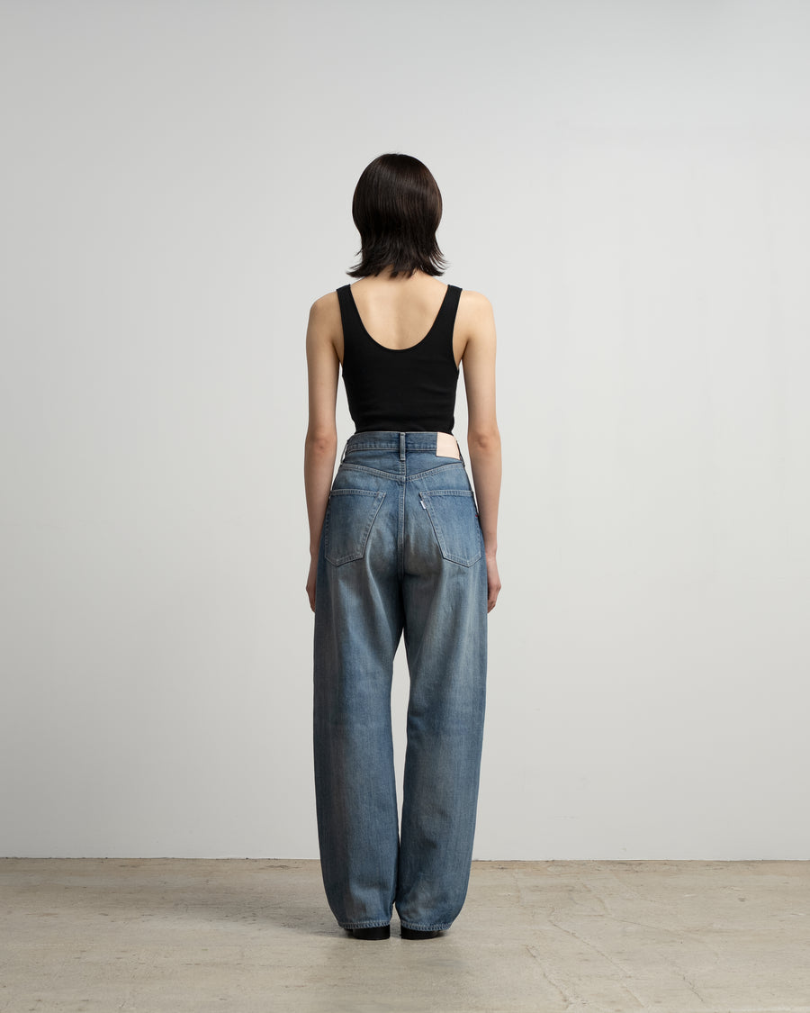 Selvage Denim Five Pocket Wide Straight Pants -LIGHT FADE