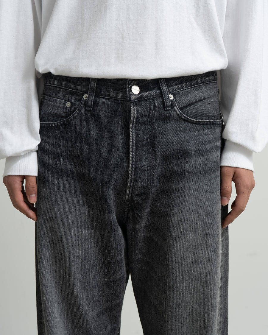 Selvage Denim Five Pocket Wide Straight Pants -LIGHT FADE