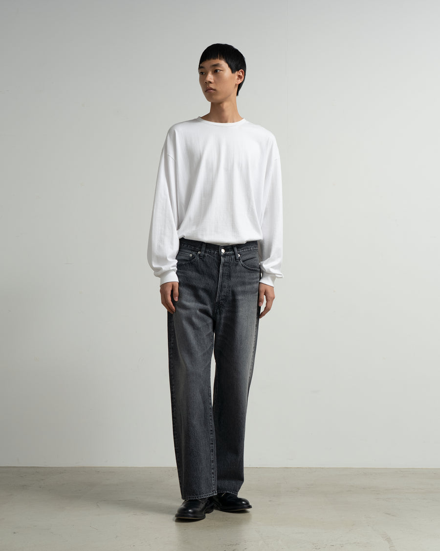 Selvage Denim Five Pocket Wide Straight Pants -LIGHT FADE
