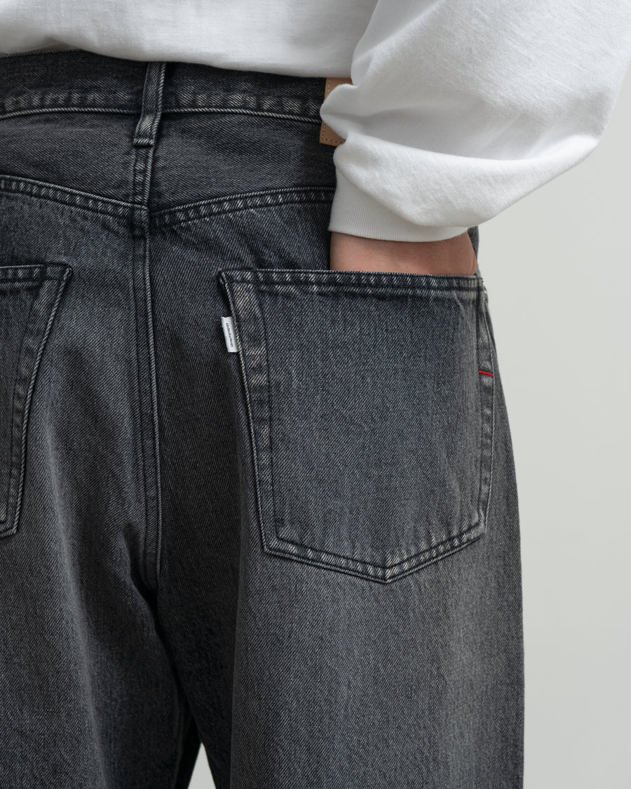 Selvage Denim Five Pocket Wide Straight Pants -LIGHT FADE