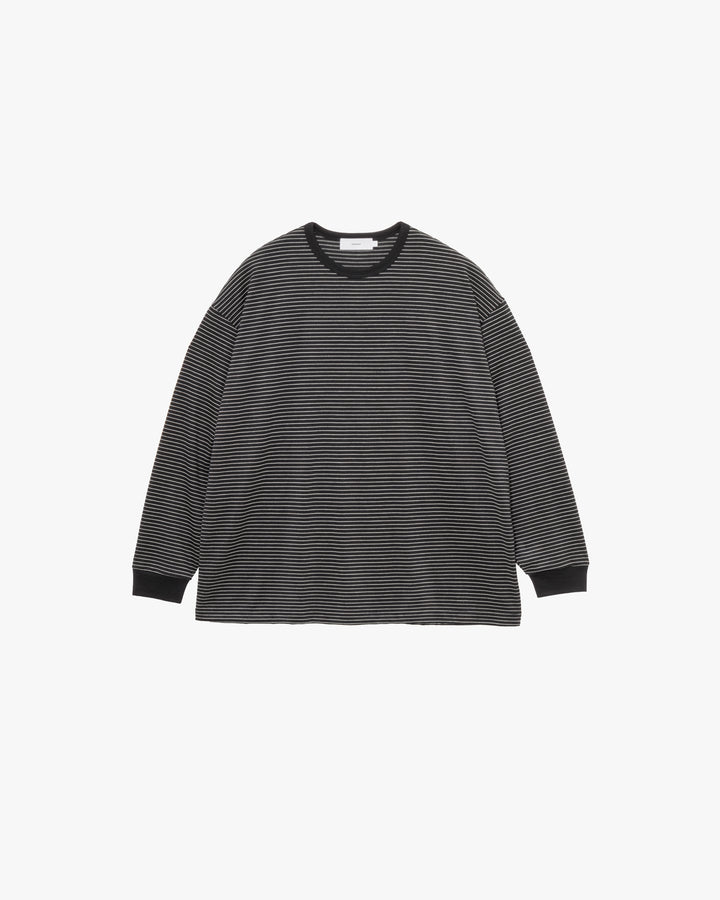 Fine Wool Border L/S Crew Neck Tee