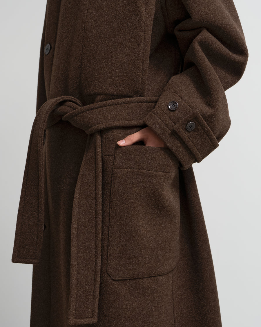 WRAP COAT WITH CONTRAST STITCH