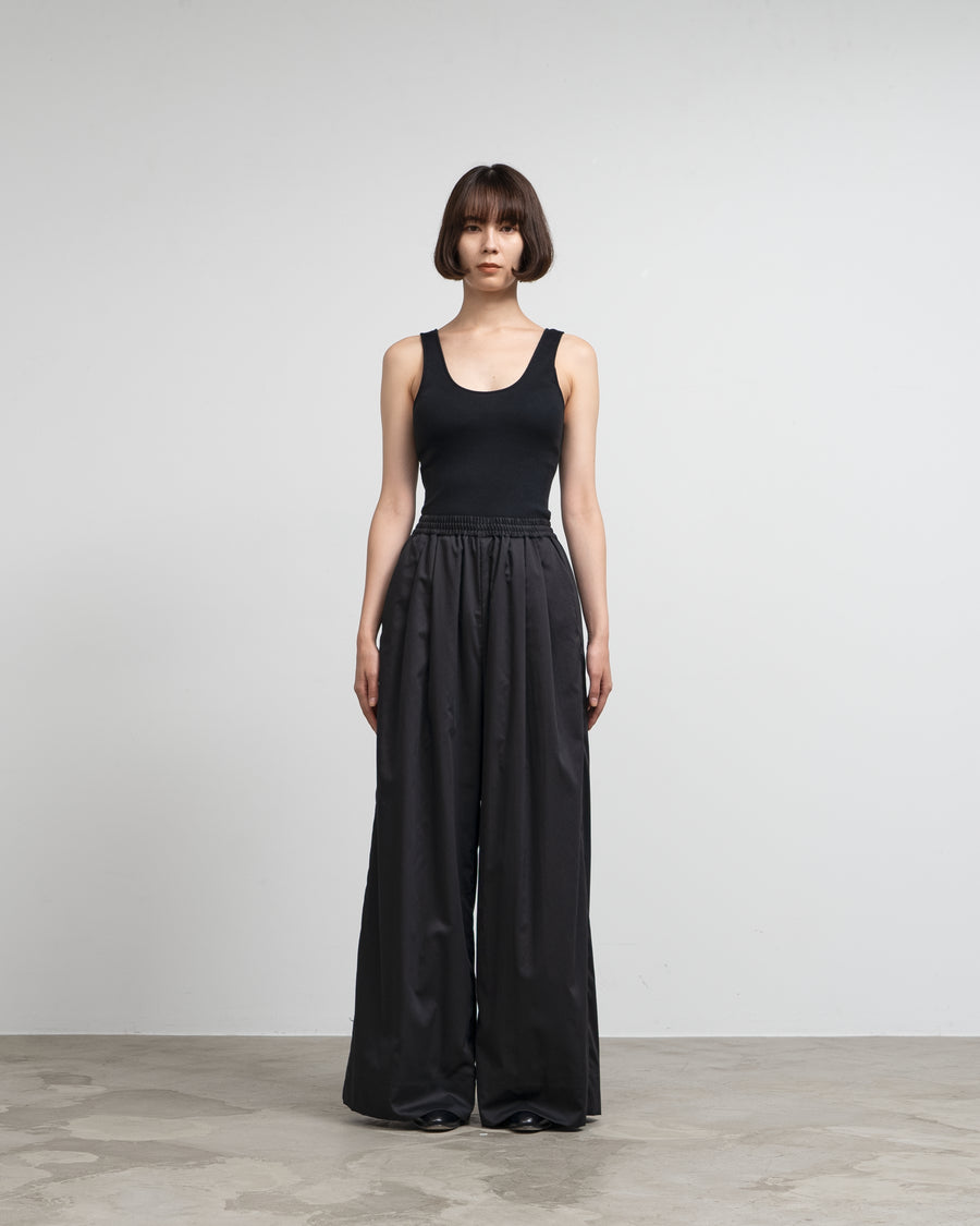 Silicon Poplin Two Tuck Wide Pants