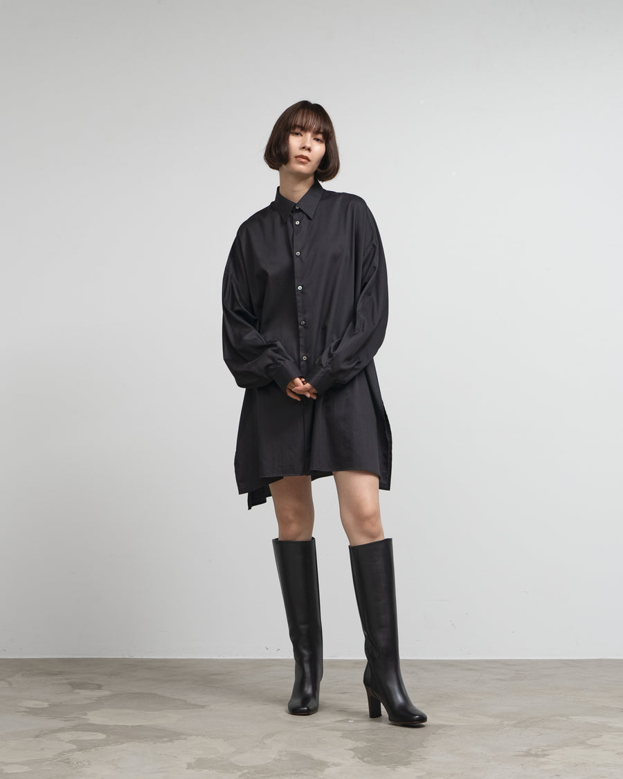 Silicon Poplin Deep Slit Regular Collar Shirt