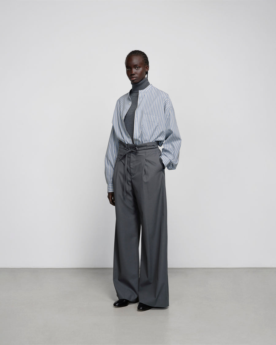 Wooly Cotton Twill Drawstring Wide Pants