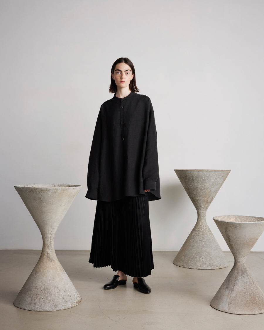 ランキング上位のプレゼント Linen Cupro L/S Oversized Band Collar Shirt – Graphpaper トップス