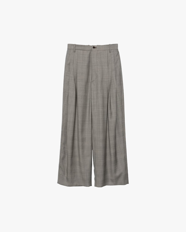 FRESH WOOL CHECK PLEATS PANTS