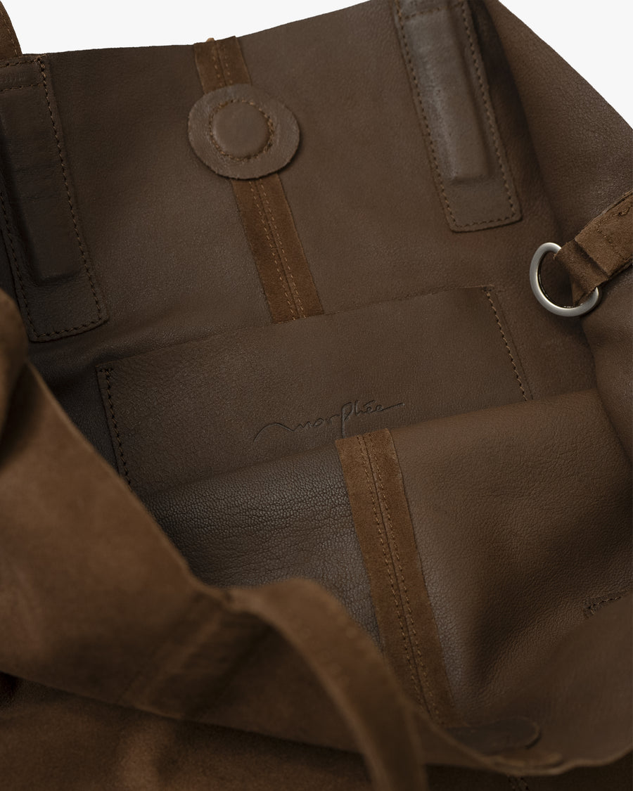 3WAY LARGE TOTE OIL SUEDE COFFEE BROWN