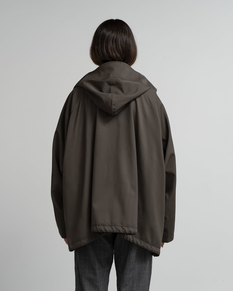 CROPPED WOOL-BLEND PARKA WITH SUITING DETAIL