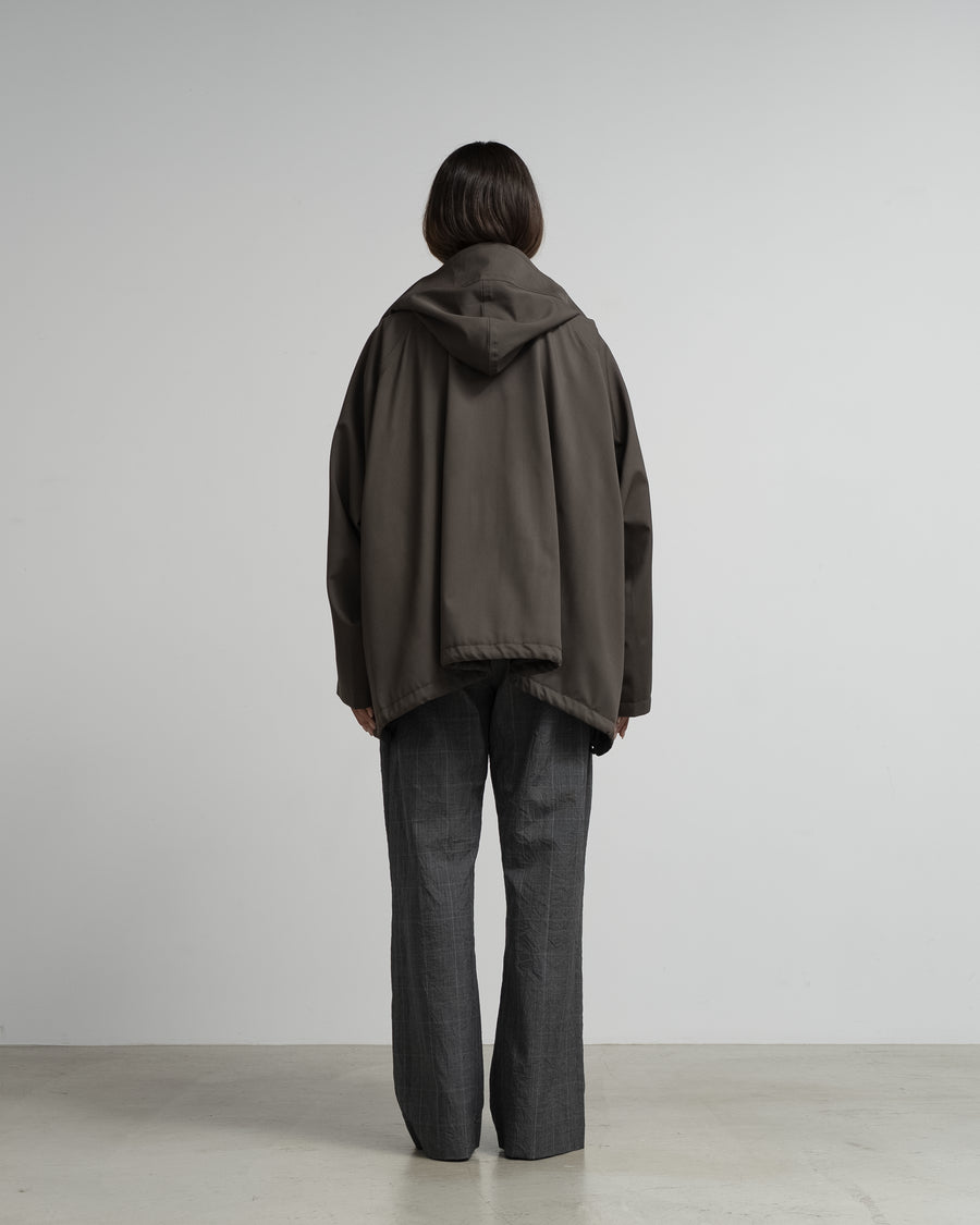 CROPPED WOOL-BLEND PARKA WITH SUITING DETAIL
