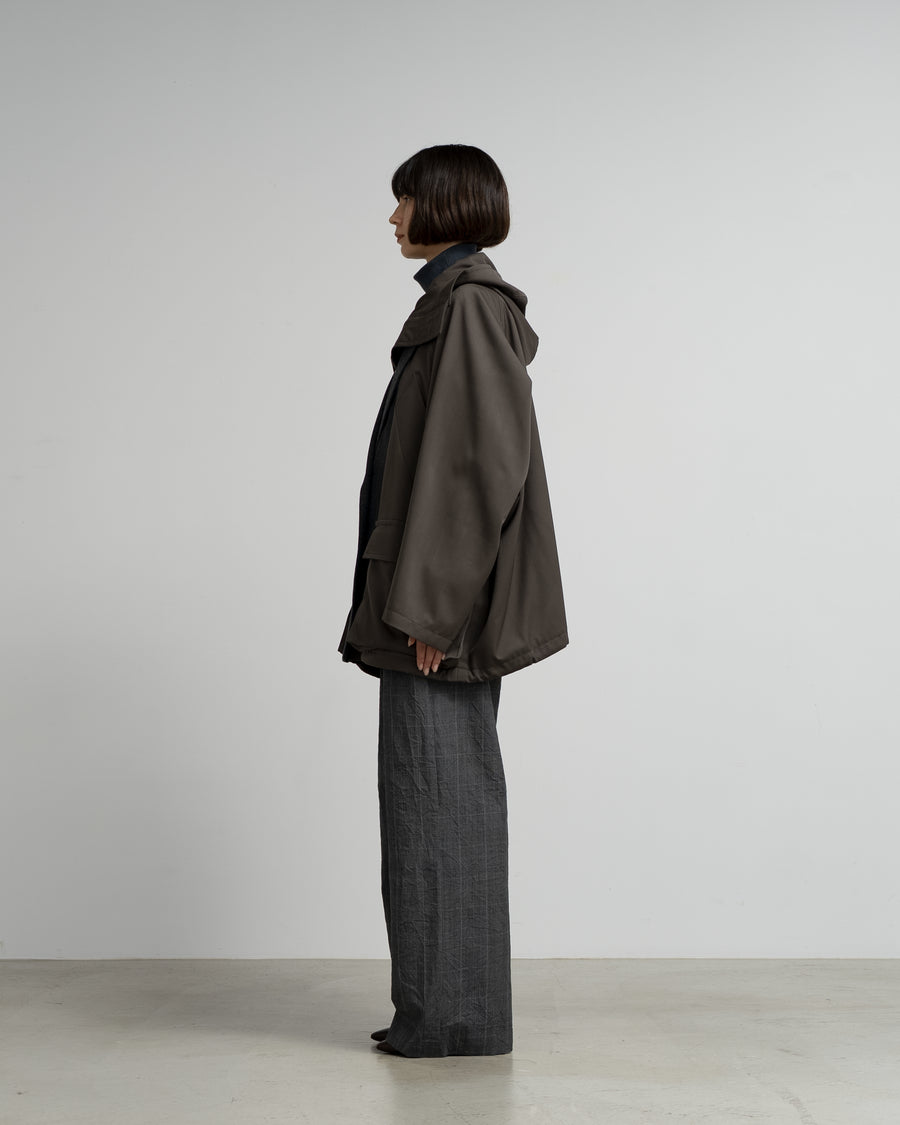 CROPPED WOOL-BLEND PARKA WITH SUITING DETAIL