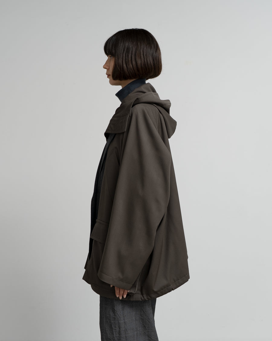 CROPPED WOOL-BLEND PARKA WITH SUITING DETAIL
