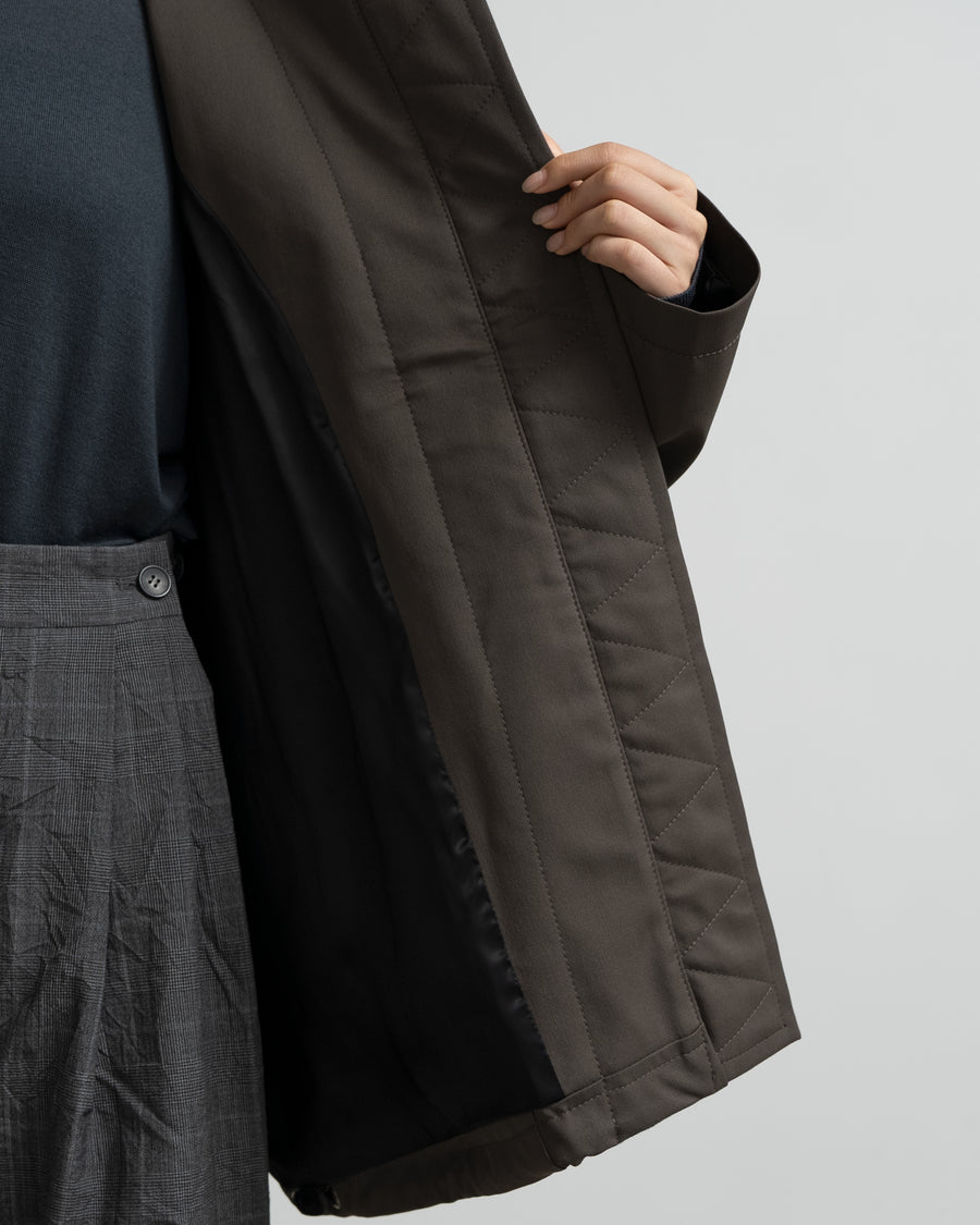 CROPPED WOOL-BLEND PARKA WITH SUITING DETAIL