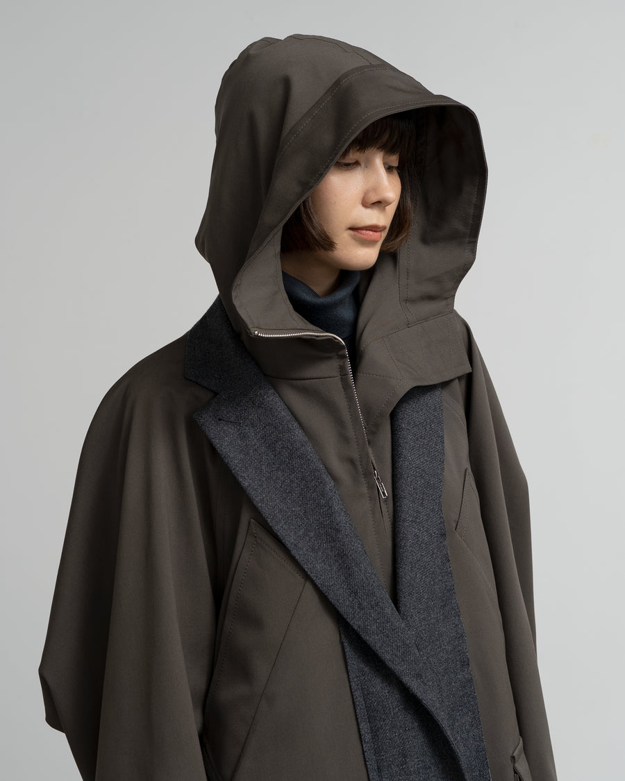 CROPPED WOOL-BLEND PARKA WITH SUITING DETAIL