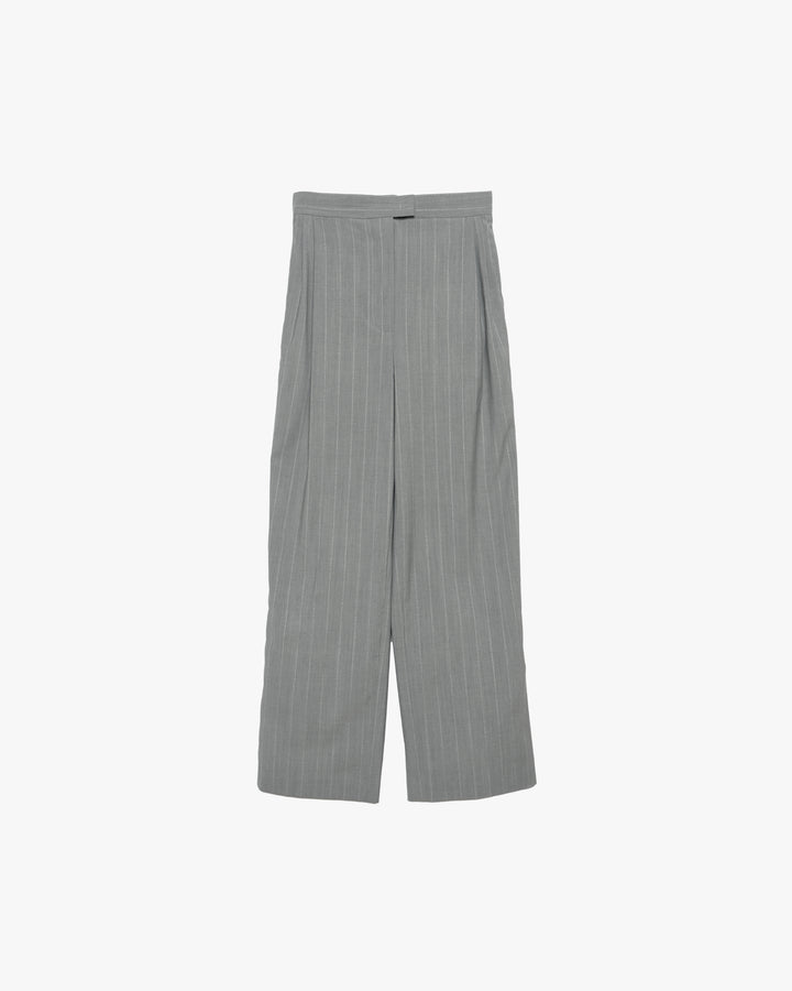 Pinstriped Wide-Leg Pants