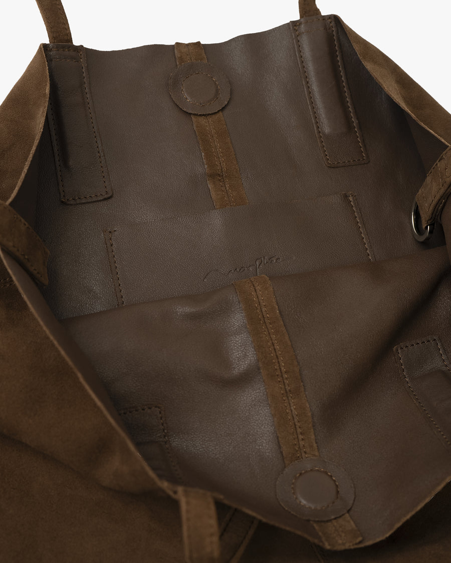 3WAY MIDIUM TOTE OIL SUEDE COFFEE BROWN (Short)