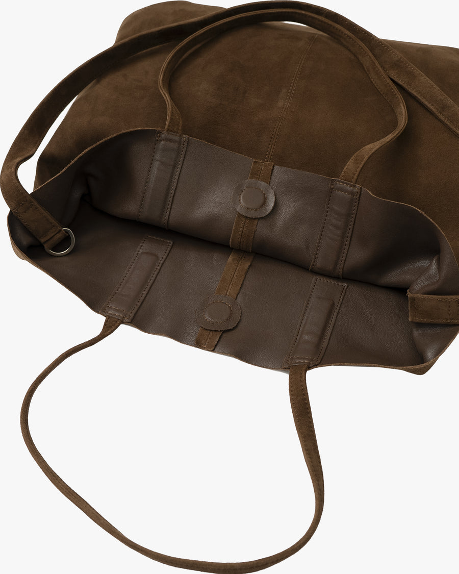 3WAY MIDIUM TOTE OIL SUEDE COFFEE BROWN (Short)