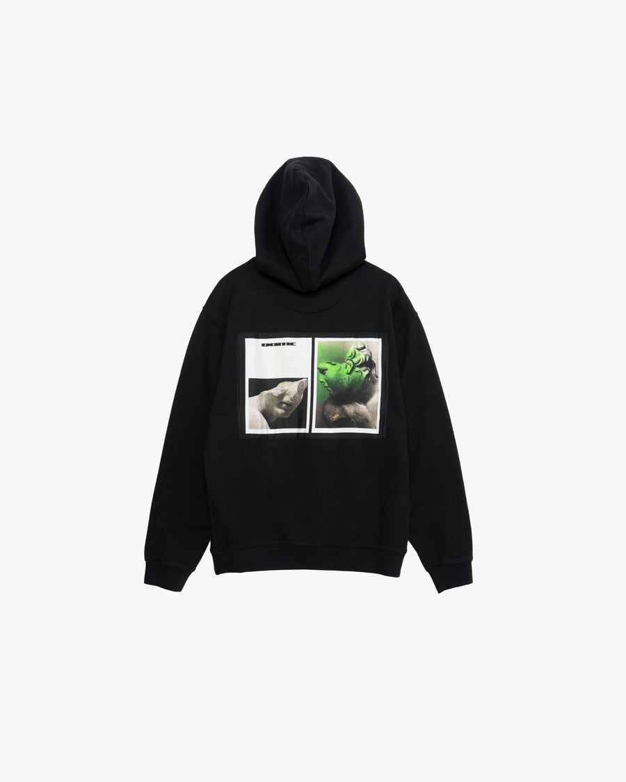 BLACK HOODIE WITH PRINTED PATCH
