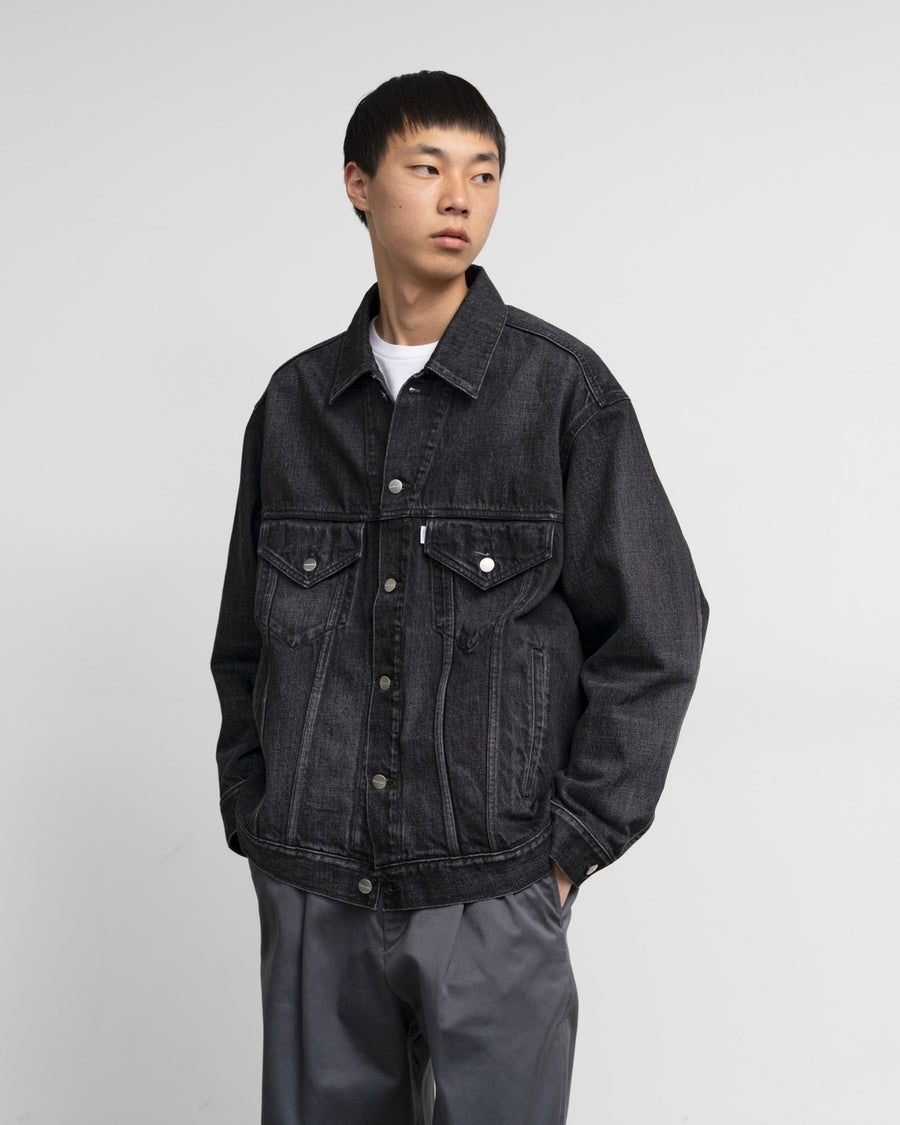 Selvage Denim Trucker Jacket-DARK FADE-