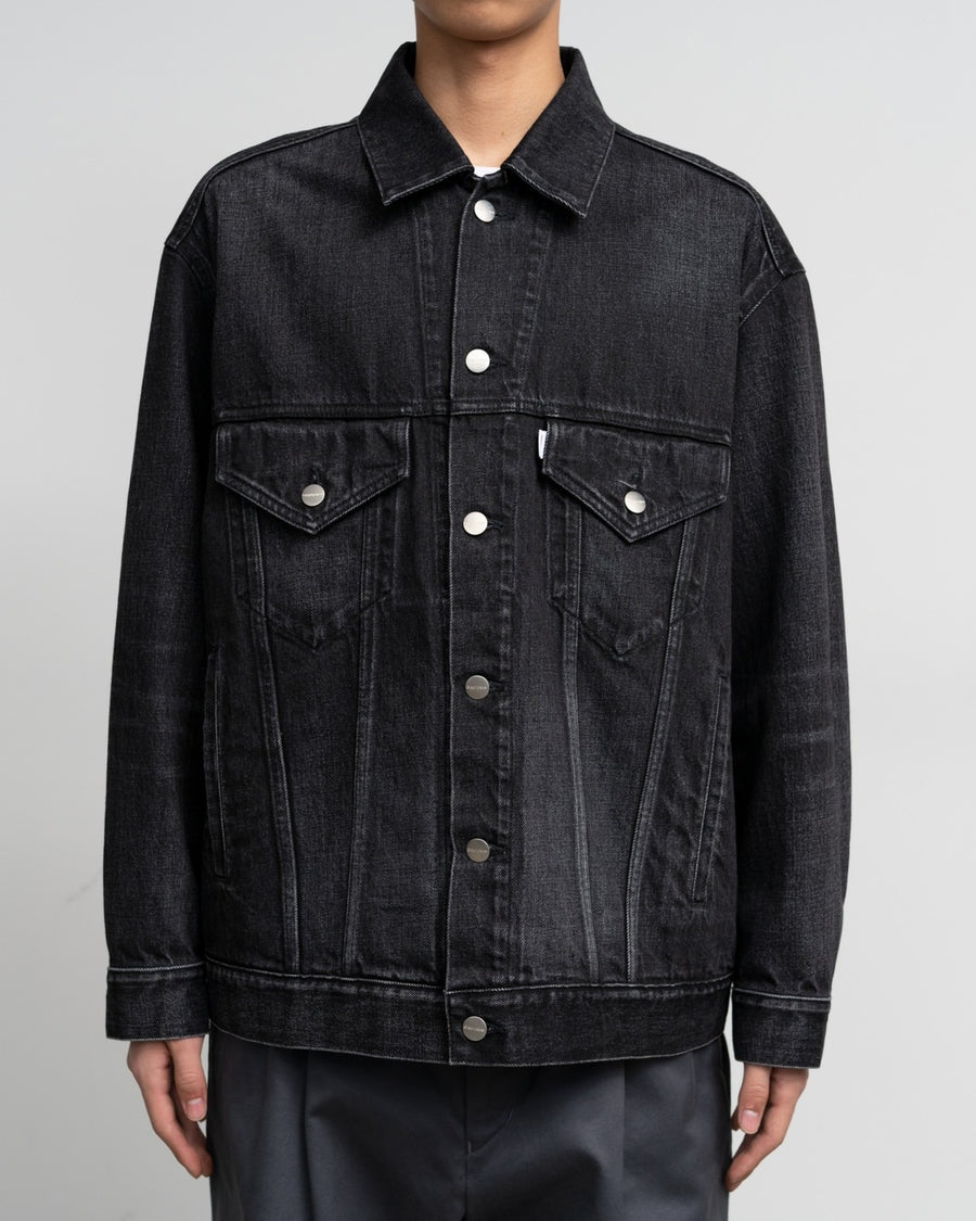 Selvage Denim Trucker Jacket-DARK FADE-