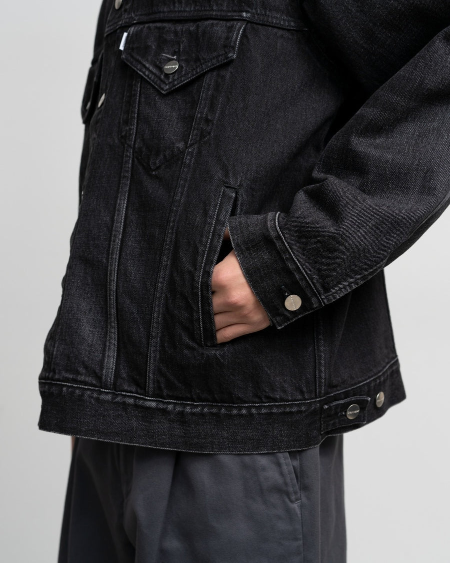 Selvage Denim Trucker Jacket-DARK FADE-