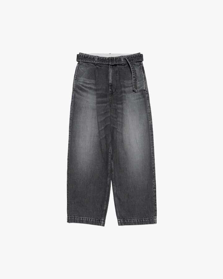 Selvage Denim Belted Pants -LIGHT FADE-