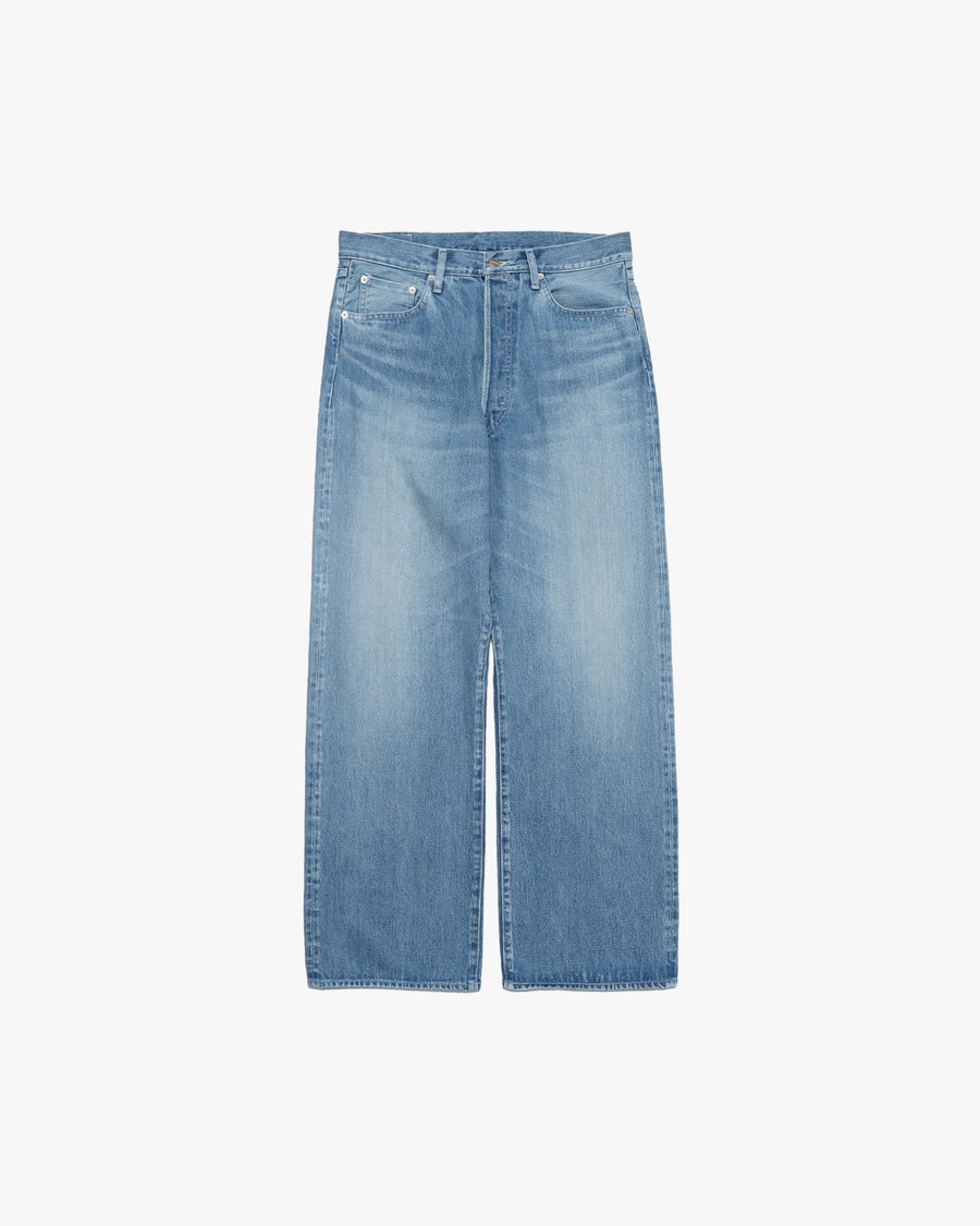 Selvage Denim Five Pocket Wide Straight Pants -LIGHT FADE