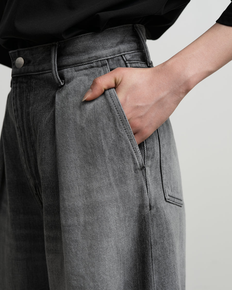 Selvage Denim Two Tuck Wide Pants-LIGHT FADE- – Graphpaper