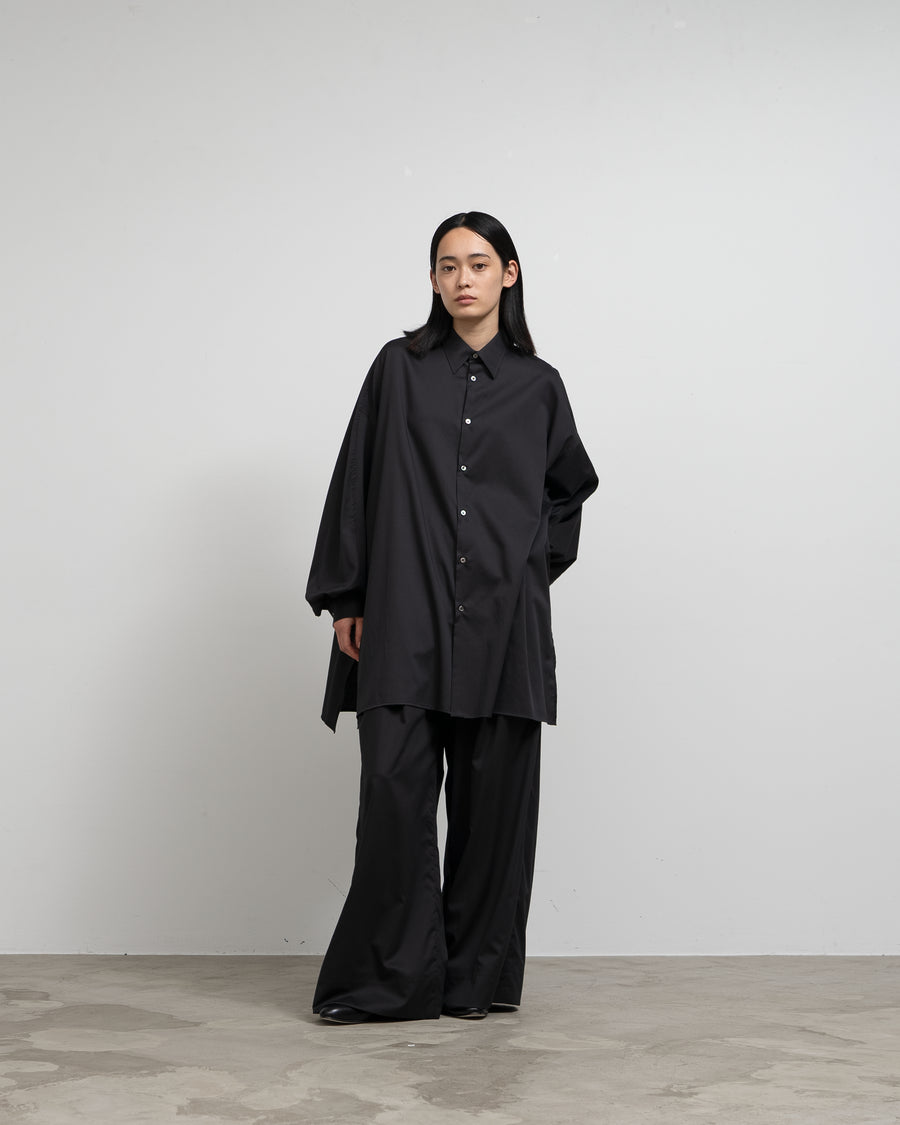 Silicon Poplin Deep Slit Regular Collar Shirt