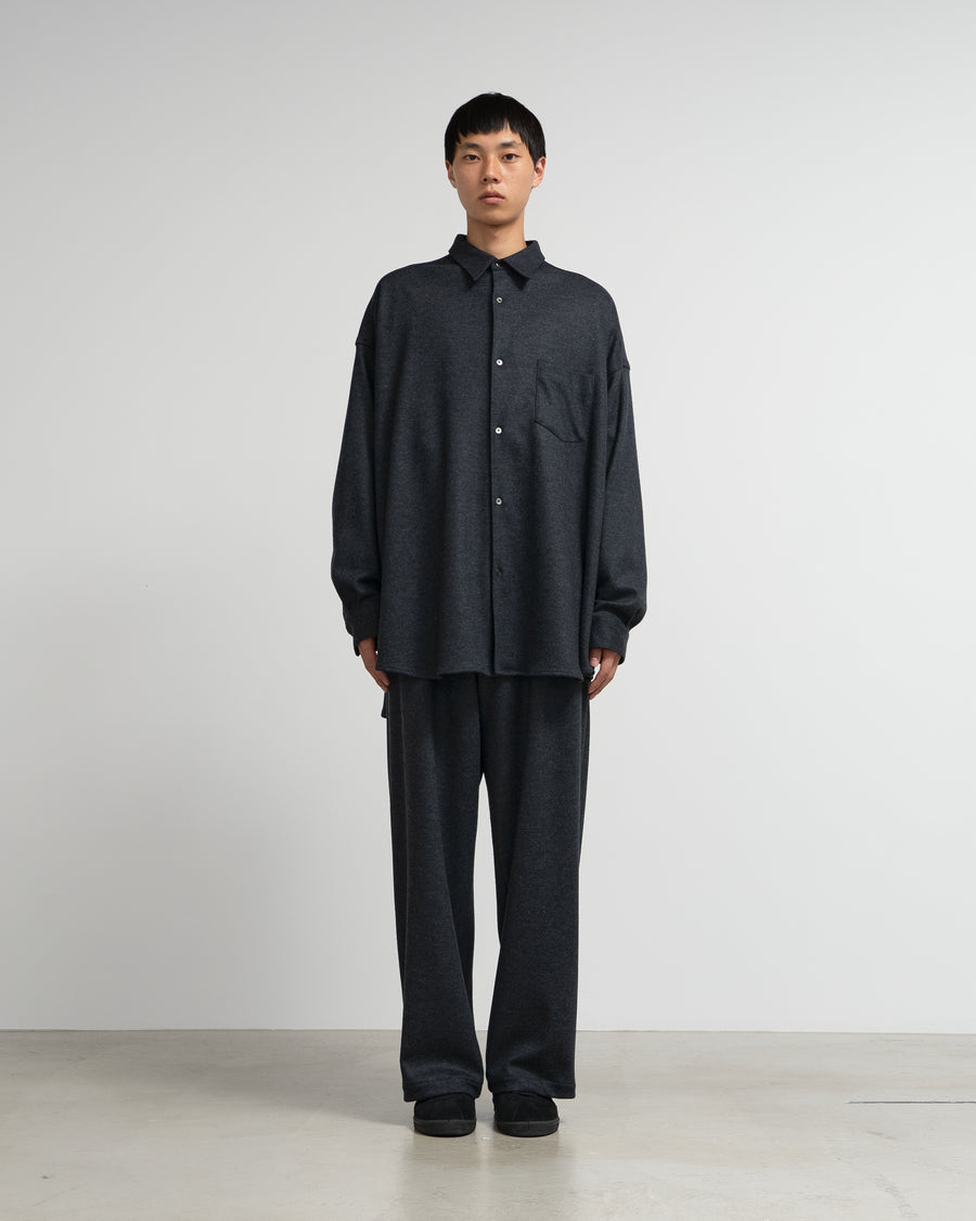 Wool Smooth Flannel Oversized Regular Collar Shirt