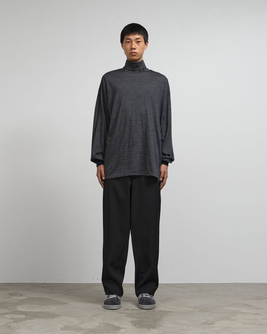 Wool Border L/S Turtle Neck Tee