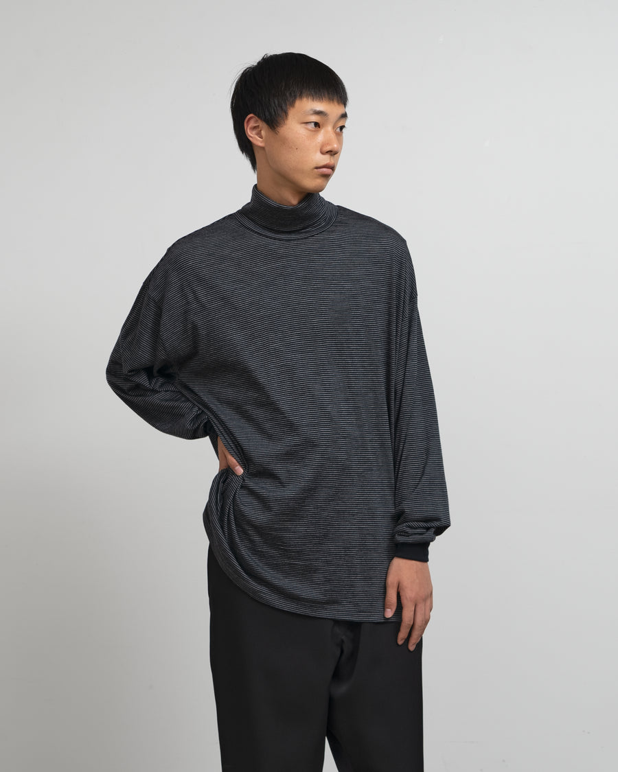 Wool Border L/S Turtle Neck Tee