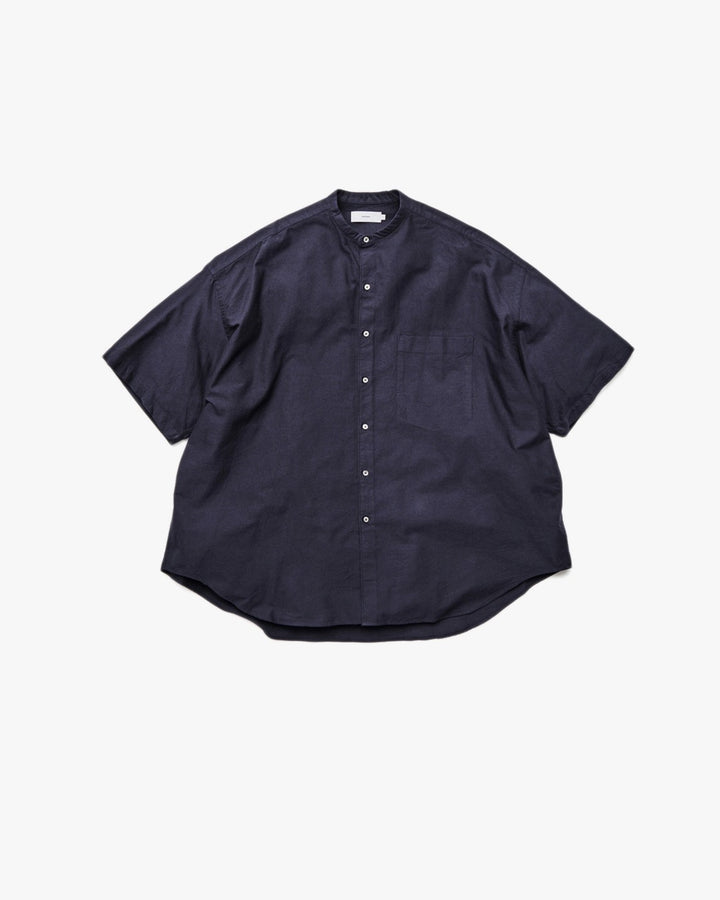 Oxford S/S Oversized Band Collar Shirt