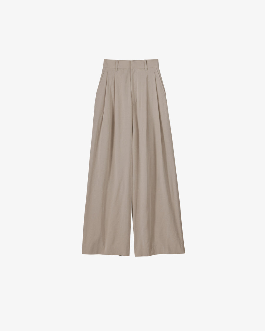 Silk Noil Viscose Two Tuck Wide Pants