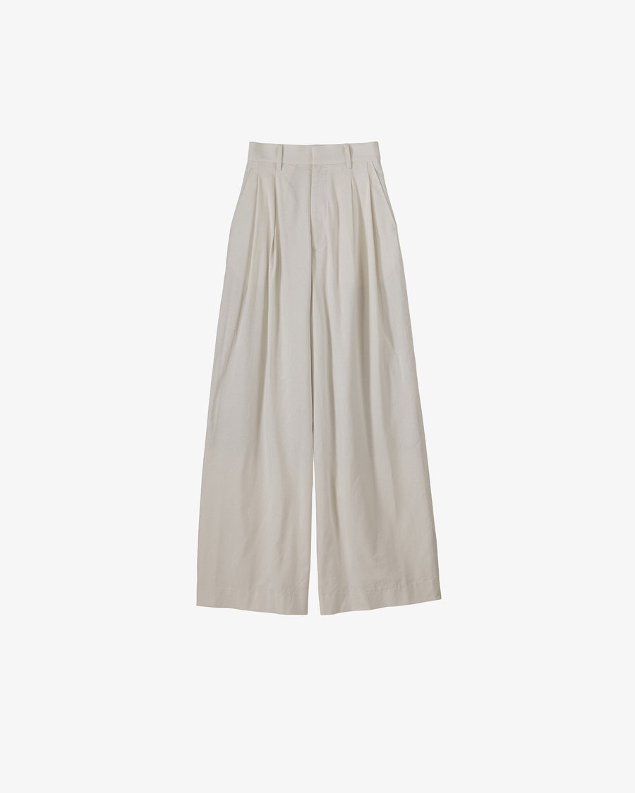 Silk Noil Viscose Two Tuck Wide Pants