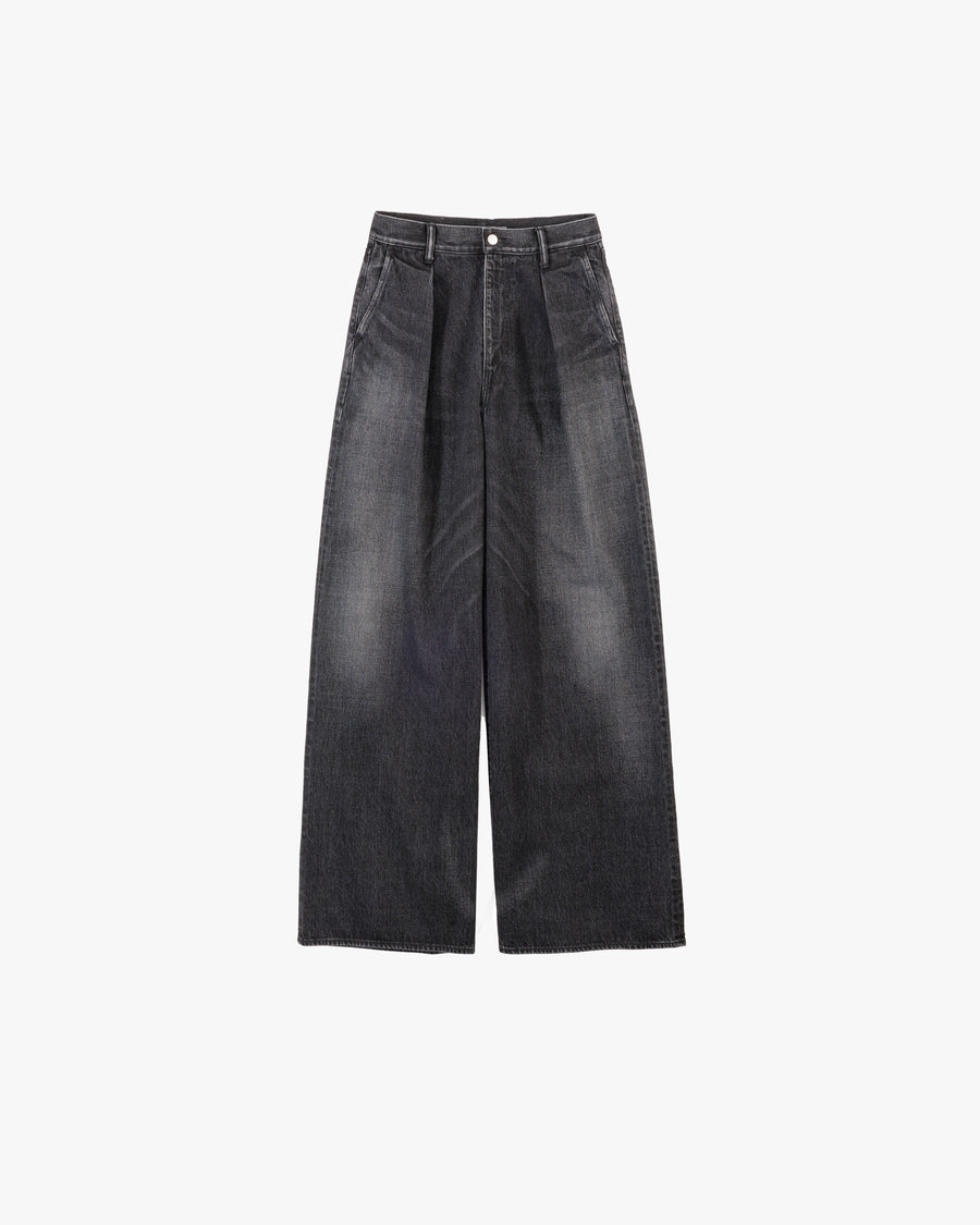 Selvage Denim Two Tuck Wide Pants -DARK FADE-