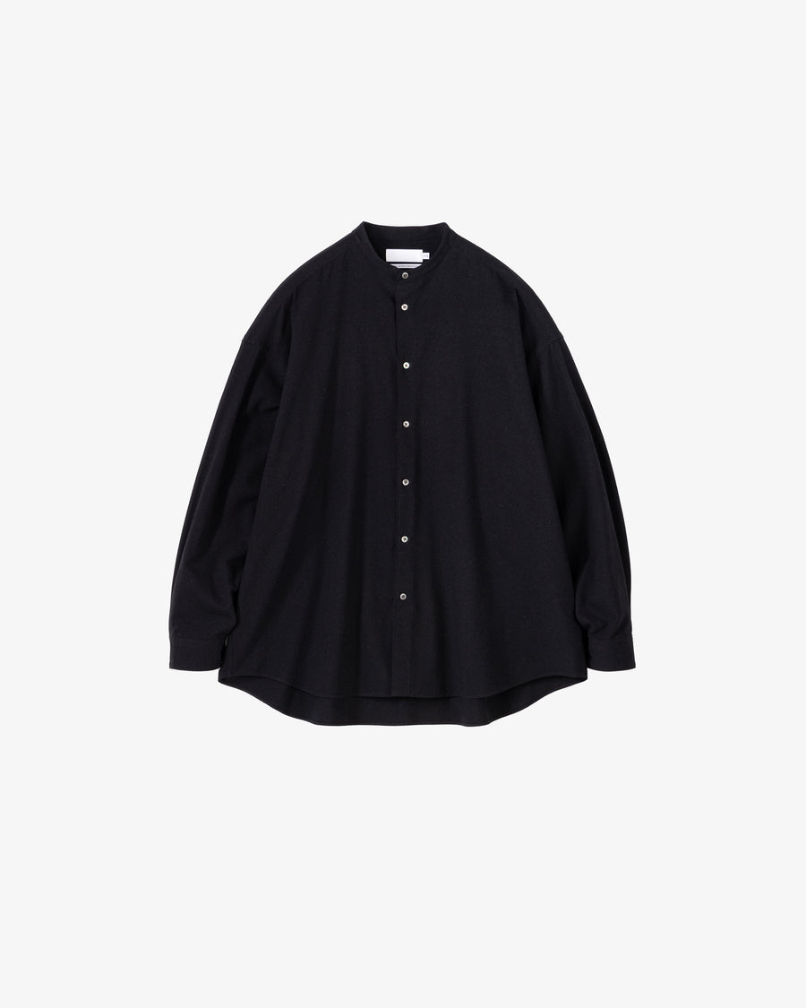 Silk Noil Viscose Band Collar Shirt