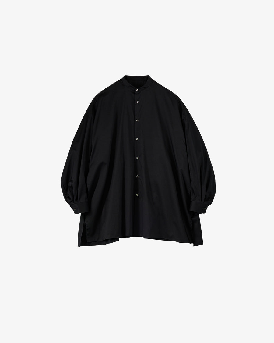 Silicon Poplin Deep Slit Band Collar Shirt