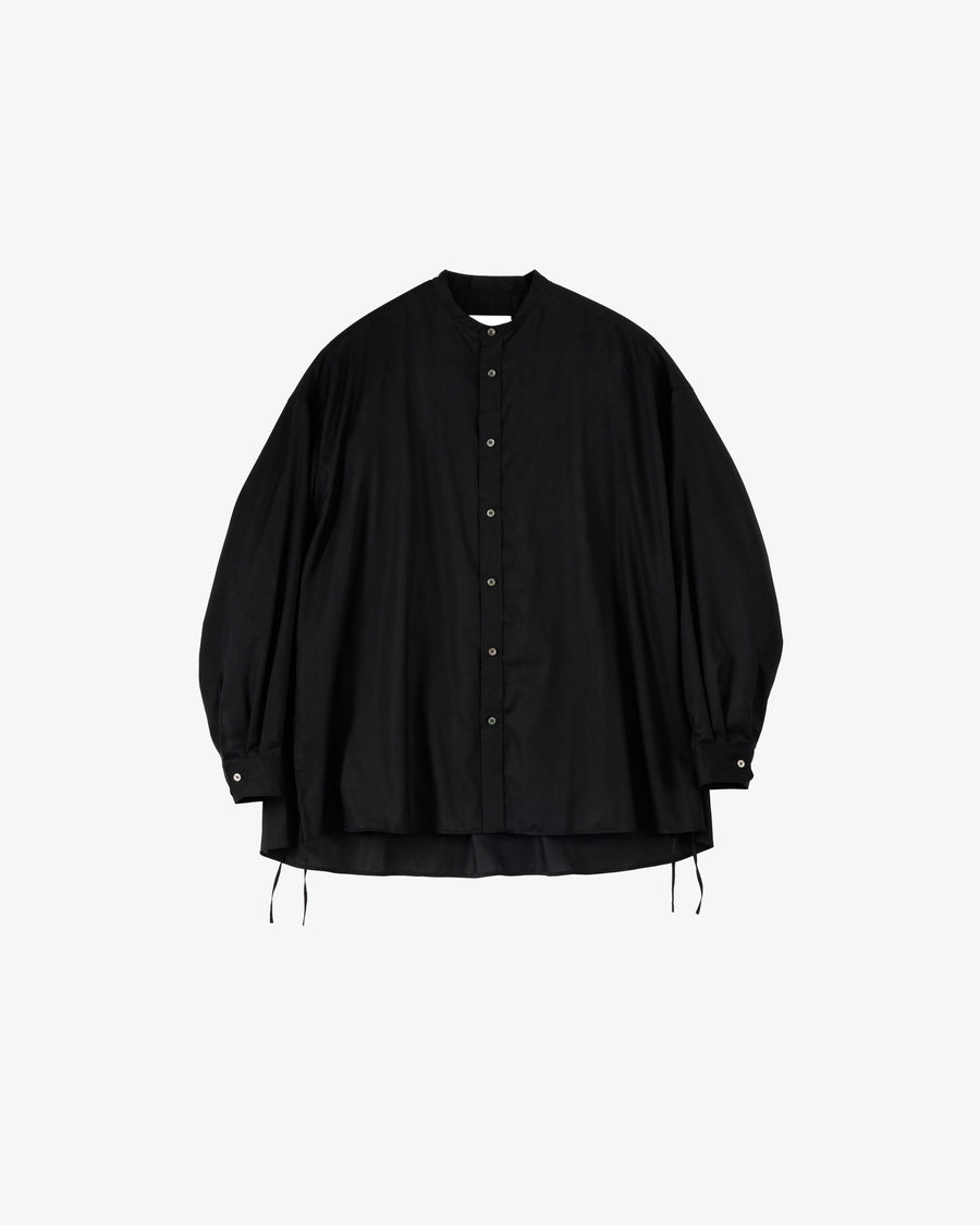 Silicon Lawn Drawstring Band Collar Shirt