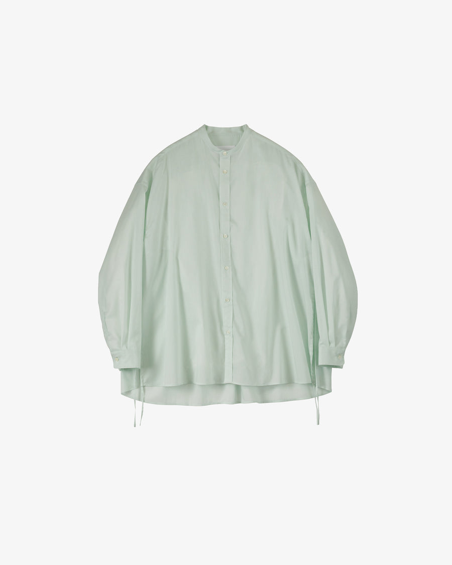 Silicon Lawn Drawstring Band Collar Shirt