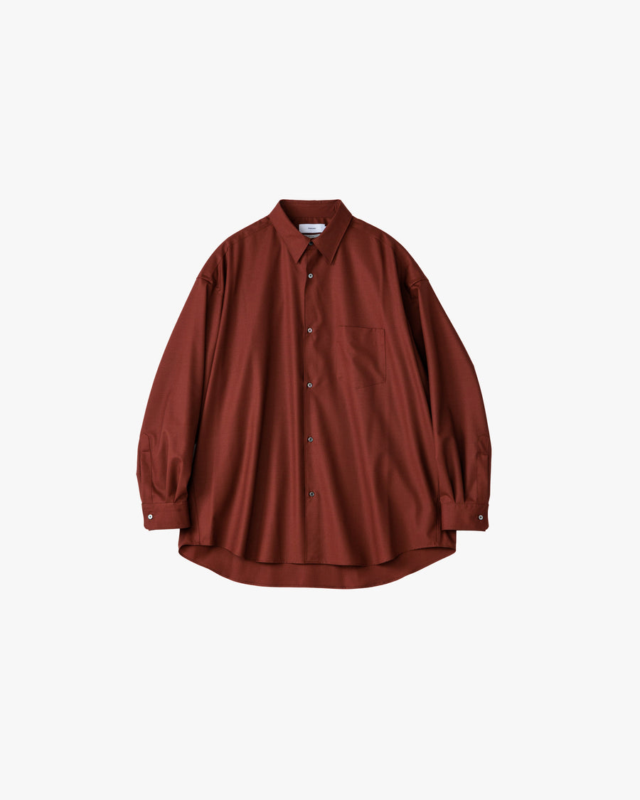 Fine Wool Tropical Oversized Regular Collar Shirt