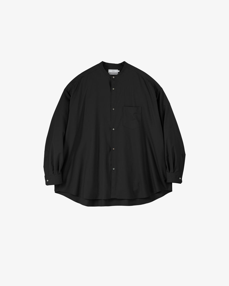 Extra Fine Wool L/S Oversized Band Collar Shirt