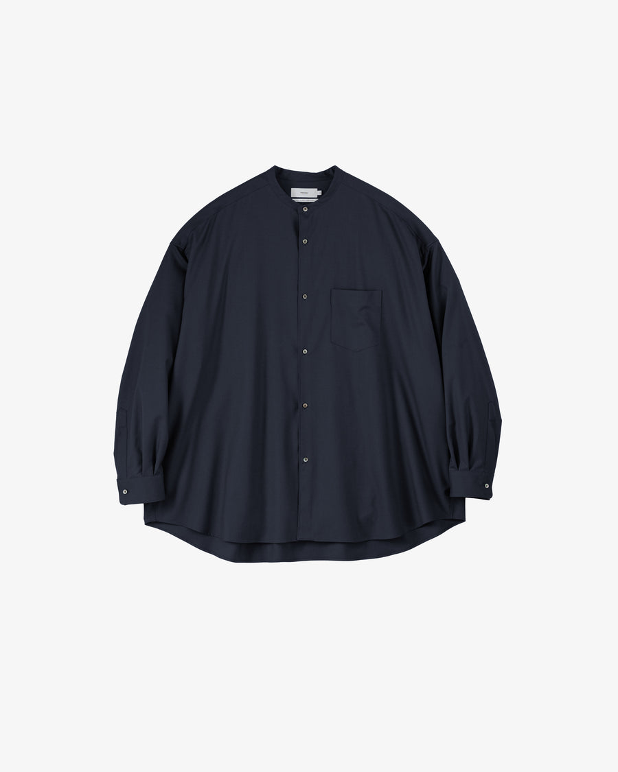 Extra Fine Wool L/S Oversized Band Collar Shirt