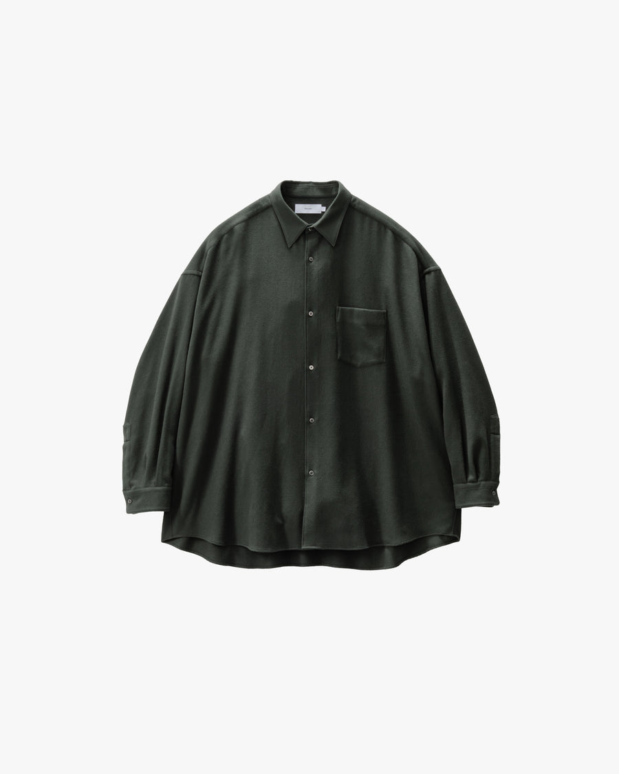 Extra Fine Wool Viyella Oversized Regular Collar Shirt