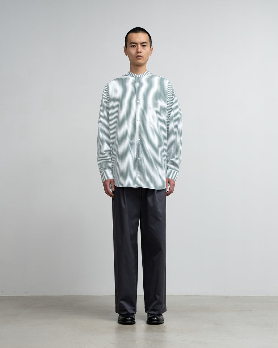 Broad L/S Oversized Band Collar Shirt